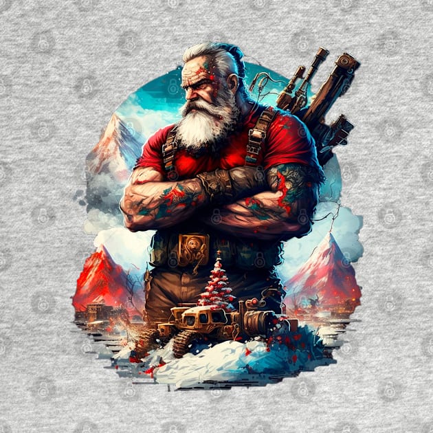 BADASS SANTA, Violent Night-inspired Christmas design by Buff Geeks Art